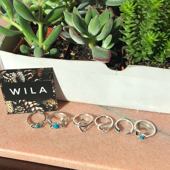 1 SET LEFT!! NWT boho midi rings with turquoise - Picture 4 of 4